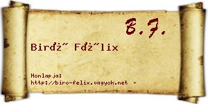 Biró Félix névjegykártya